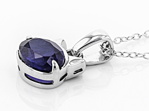 1.50CT OVAL MAHALEO (R) BLUE SAPPHIRE STERLING SILVER PENDANT WITH CHAIN