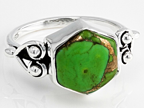 Southwest Style By JTV™ 11mm Green Turquoise Rhodium Over Silver Ring - Size 10