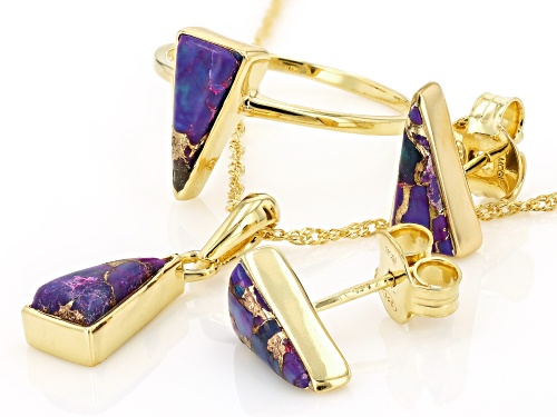 Southwest Style by JTV™ Purple Turquoise 18k Yellow Gold Over Sterling Silver Jewelry Set