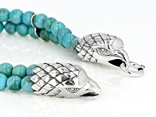 Southwest Style By JTV™ Turquoise Rhodium Over Sterling Silver Eagle Bracelet - Size 9