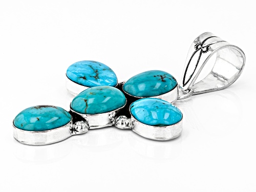 Southwest Style By JTV™ Mixed Shapes Turquoise Hand-Crafted Silver Cross Pendant