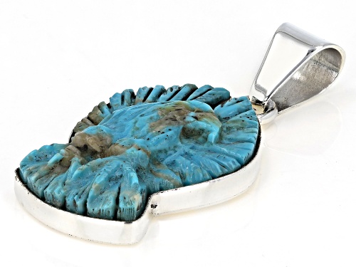 Southwest Style By JTV™ Carved Turquoise Eagle Sterling Silver Pendant