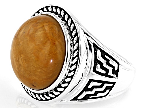 Southwest Style By JTV™ Mens Yellow Jasper Rhodium Over Silver Ring - Size 11