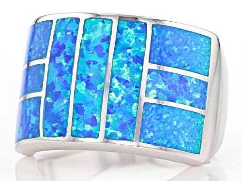 Southwest Style By JTV™ Lab Created Blue Opal Rhodium Over Silver Mens Ring - Size 13