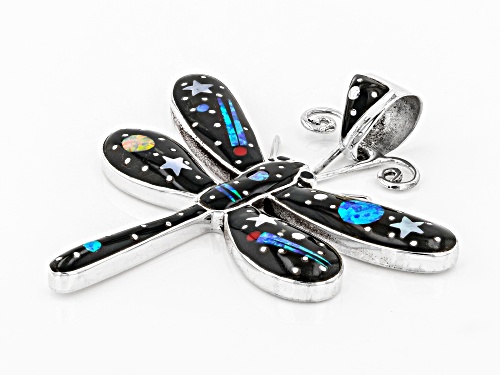 Southwest Style By JTV™ Lab Created Opal, Mother Of Pearl, And Resin Silver Dragonfly Pendant