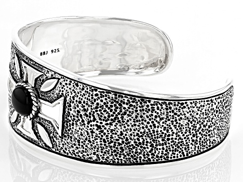 Southwest Style By JTV™ Mens 11x9mm Oval Black Onyx Rhodium Over Silver Cross Cuff Bracelet - Size 8.5