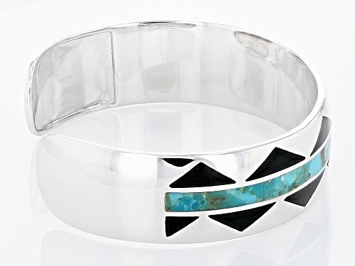 Southwest Style By JTV™ Mens Turquoise And Black Onyx Rhodium Over Silver Cuff Bracelet - Size 8