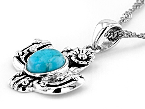 Southwest Style By JTV™ Childrens 6x5mm Turquoise Rhodium Over Silver Cactus Pendant W/ Chain