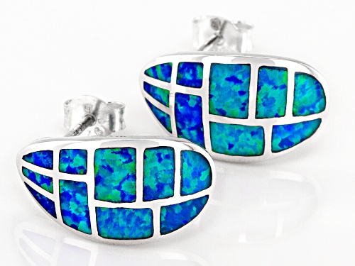 Southwest Style By JTV™ Lab Created Blue Opal Rhodium Over Silver Earrings