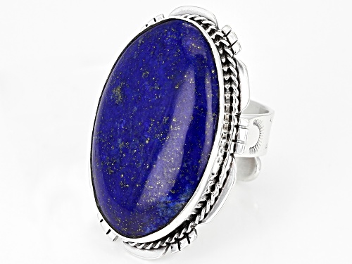 Southwest Style By JTV™ Oval Blue Lapis Rhodium Over Silver Statement Ring - Size 7