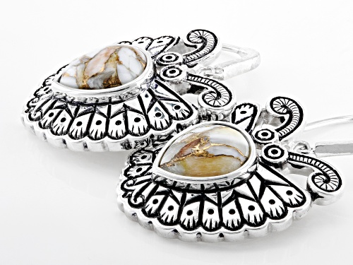 Southwest Style By JTV™ 10x8mm Spiny Oyster Shell Rhodium Over Silver Butterfly  Earrings
