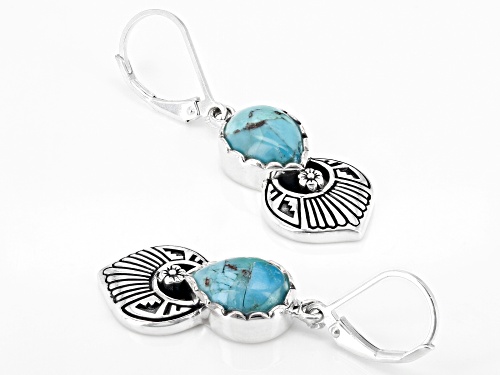 Southwest Style By JTV™ 10x8mm Turquoise Rhodium Over Silver Earrings