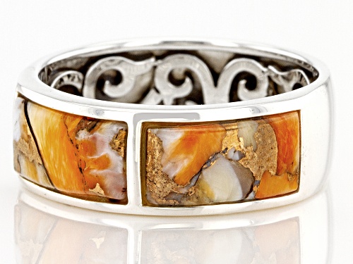 Southwest Style By JTV™ Spiny Oyster Shell Rhodium Over Silver Band Ring - Size 12