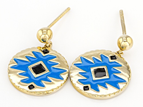 Southwest Style By JTV™ Blue and Black Enamel 18k Gold Over Silver Dangle Earrings