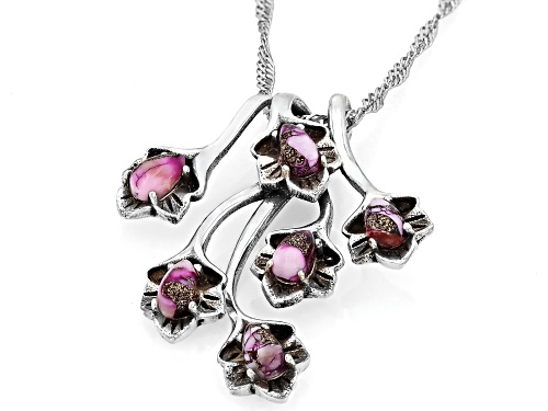 Southwest Style by JTV™ 5x3mm Purple Spiny Oyster Shell Sterling Silver Floral Pendant With Chain