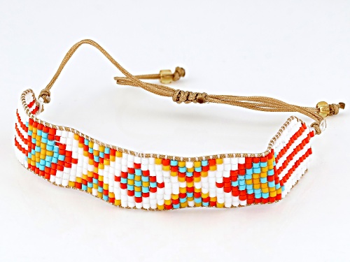 Southwest Style by JTV™ Multi-Color Glass Bead Corded Bolo Bracelet