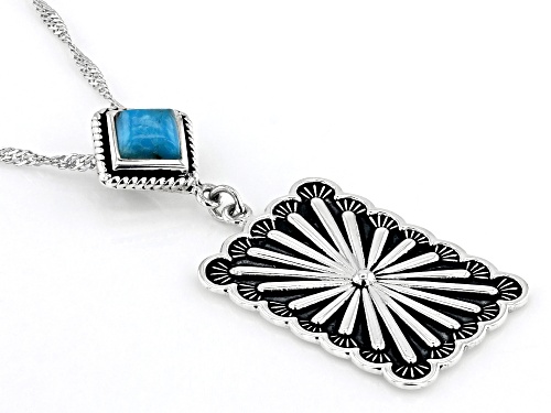 Southwest Style by JTV™ 5mm Blue Turquoise Sterling Silver Pendant With Chain