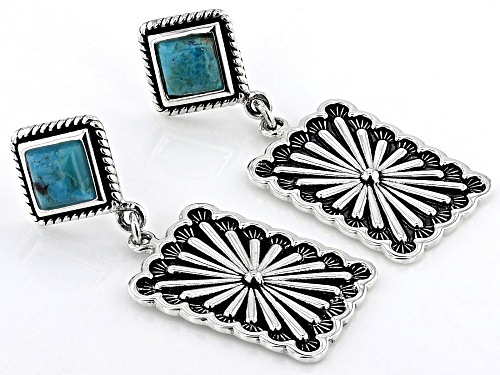 Southwest Style by JTV™ 5mm Blue Turquoise Sterling Silver Dangle Earrings
