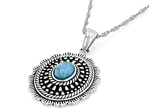 Southwest Style by JTV™ 8x6mm Turquoise Oxidized Sterling Silver Pendant With Chain