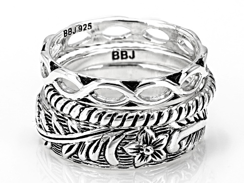 Southwest Style by JTV™ Oxidized Sterling Silver Band Ring Set of 3 - Size 6