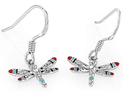 Southwest Style by JTV™ Enamel Rhodium Over Silver Children's Dragonfly Dangle Earrings