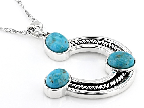 Southwest Style by JTV™ Turquoise Sterling Silver Horseshoe Pendant With Chain