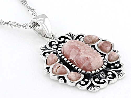 Southwest Style by JTV™ Mixed Shape Pink Rhodochrosite Sterling Silver Pendant With Chain