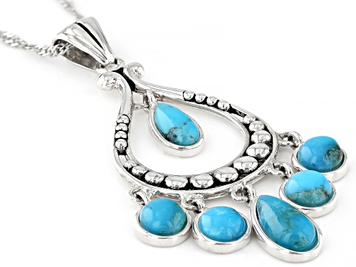 Southwest Style by JTV™ Blue Composite Turquoise Sterling Silver Dangle Pendant With Chain