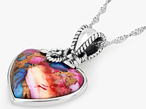 Southwest Style by JTV™ Blended Turquoise & Purple Spiny Oyster Shell Sterling Silver Pendant/Chain