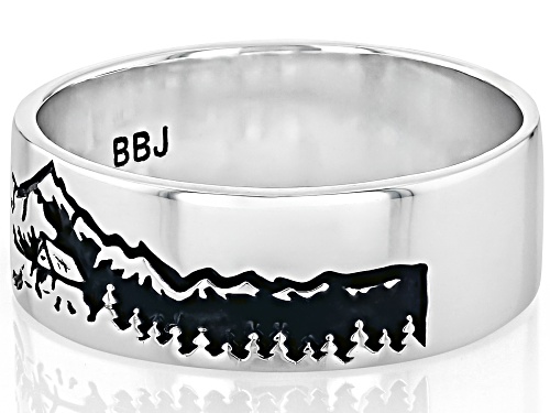 Southwest Style by JTV™ Oxidized Sterling Silver Cottage Mountain Landscape Band Ring - Size 10