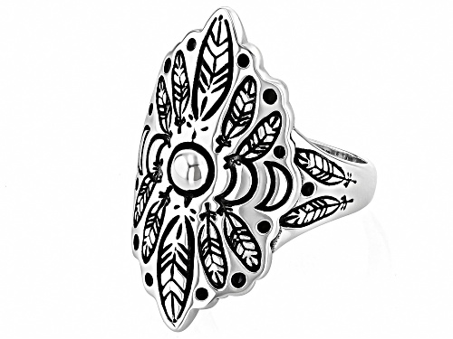 Southwest Style by JTV™ Oxidized Sterling Silver Feather Ring - Size 7
