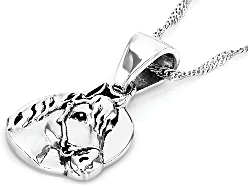 Southwest Style by JTV™ Oxidized Sterling Silver Horse Pendant With Chain