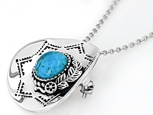 Southwest Style by JTV™ Composite Blue Turquoise Sterling Silver Cowboy Hat Brooch/Pendant/Chain