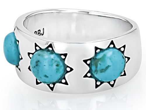 Southwest Style by JTV™ 5.5mm Round Blue Composite Turquoise Sterling Silver Sun Band Ring - Size 9
