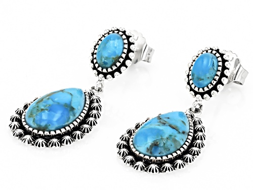 Southwest Style by JTV™ Blue Turquoise Oxidized Sterling Silver Dangle Earrings