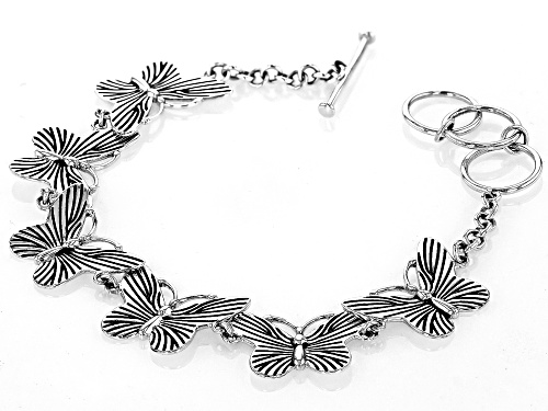 Southwest Style by JTV™ Oxidized Sterling Silver Butterfly Bracelet - Size 7.25