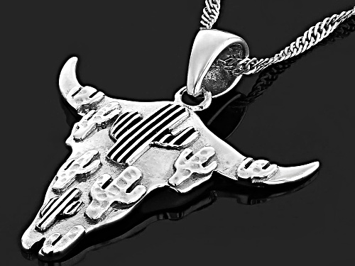 Southwest Style by JTV™ Sterling Silver Cactus & Bull Pendant With Chain