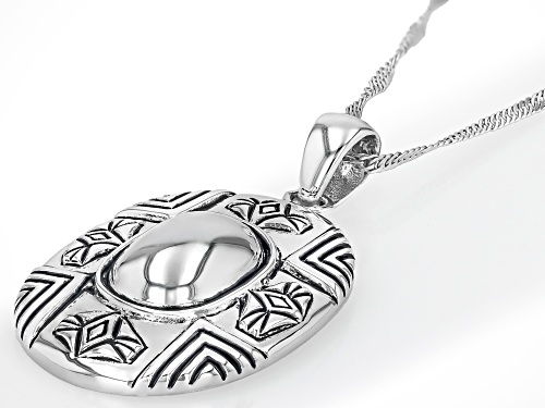 Southwest Style by JTV™ Oxidized Sterling Silver Southwestern Pattern Pendant With Chain
