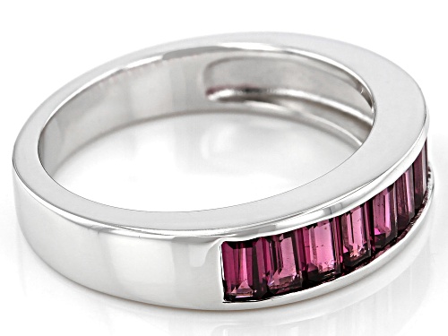 1.65ctw Baguette Raspberry Color Rhodolite Rhodium Over Sterling Silver Band Ring - Size 8
