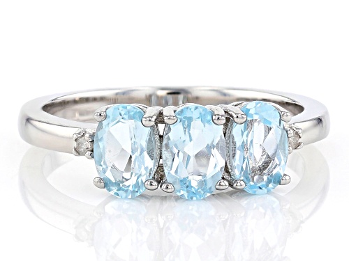 1.42ctw Oval Glacier Topaz(TM) With 0.01ctw White Diamond Rhodium Over Sterling Silver Ring - Size 9
