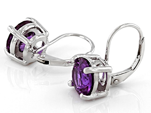 3.91ctw Round Lab Created Purple Sapphire Rhodium Over Sterling Silver Earrings