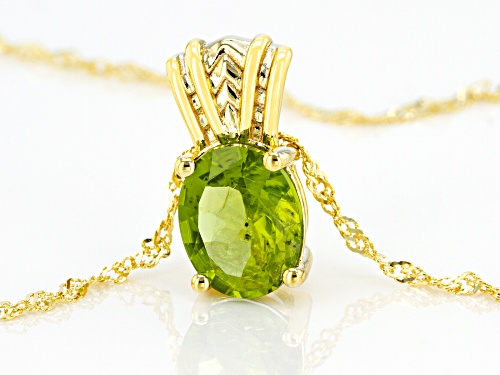 2.44ct Oval Manchurian Peridot™ 18K Yellow Gold Over Silver Pendant With Chain