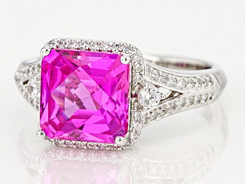 Tycoon For Bella Luce® 4.20ctw Lab Created Pink Sapphire & Diamond Simulant Platineve® Ring - Size 12
