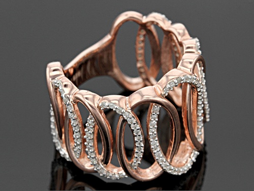 Engild™ .40ctw Round White Diamond 14k Rose Gold Over Sterling Silver Crossover Ring - Size 6