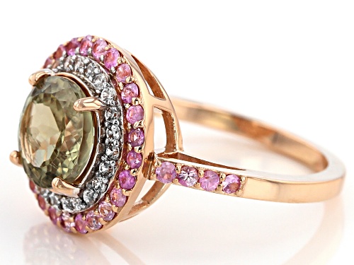 1.59ct Round Turkish Diaspore, .40ctw Pink Sapphire & .29ctw White Zircon 14k Rose Gold Ring - Size 6