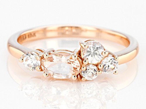 0.31ct Oval Cor-de-Rosa Morganite™ With 0.54ctw Round White Zircon 10k Rose Gold 5-Stone Ring - Size 9
