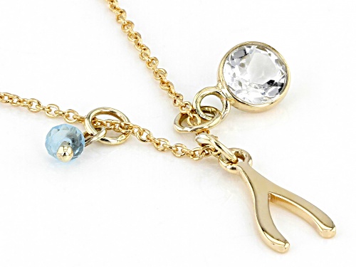 0.12ct Blue And 0.47ct White Topaz 10k Yellow Gold Pendant With Chain