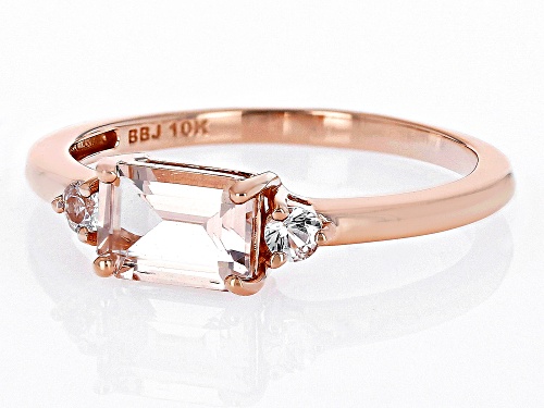 0.77ct Cor-De-Rosa Morganite™ And 0.15ctw White Sapphire 10k Rose Gold Ring - Size 8