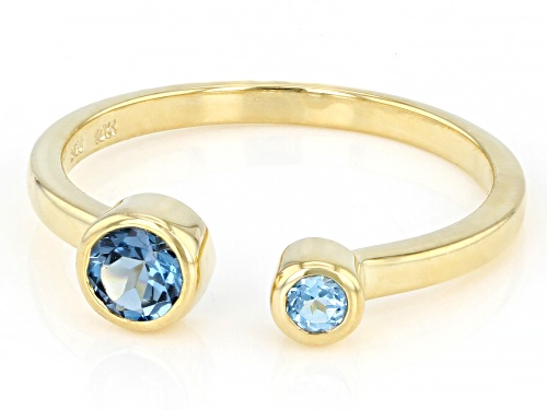0.27ctw London Blue Topaz And 0.09ctw Round Swiss Blue Topaz 10k Yellow Gold Ring - Size 7