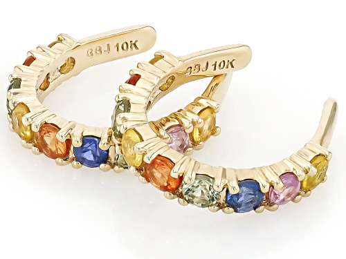 0.63ctw Round Multi Color Sapphire 10k Yellow Gold Ear Cuff